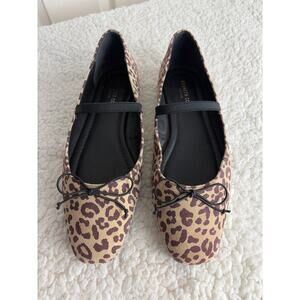 Kenneth Cole Myra Mary Jane Ballet Flats Size 10 Animal Print Slip On Square Toe